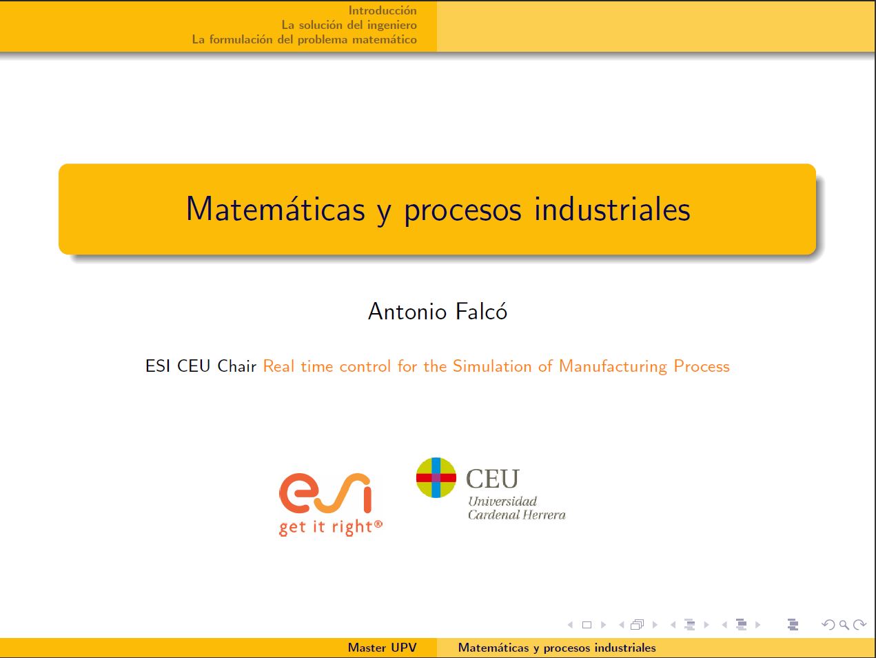 Antonio Falcó Matemáticas y procesos industriales